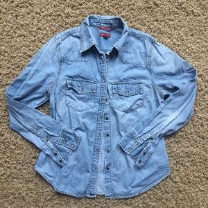 Merona Washed Denim Snap Button Shirt